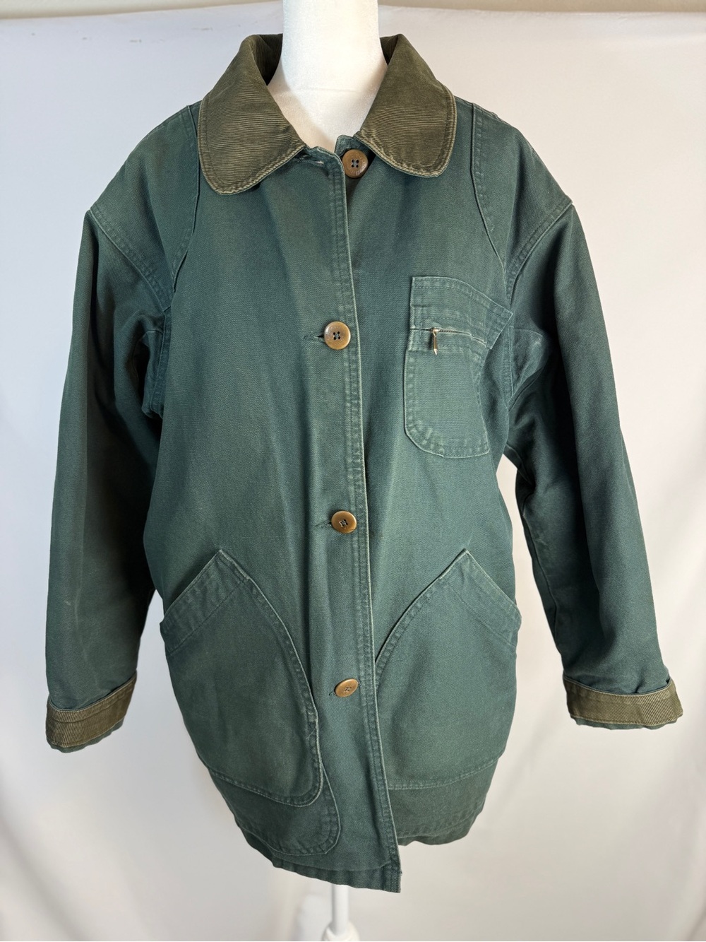 Vintage LL Bean Field Coat Barn Jacket Green with Removable Down Lining